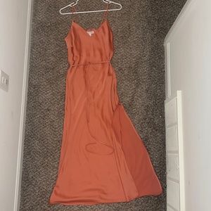 V-neck, spaghetti strap dress